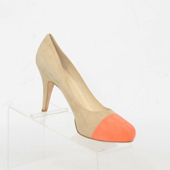 Bettye Muller x Simply Soles Beige Suede Melon Cap Toe High Heel Women 8.5 Italy - Picture 4 of 12